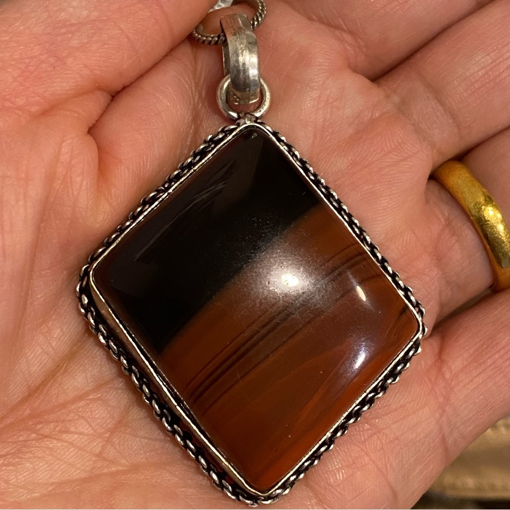 Natural Mahogany Obsidian Root Chakra Gemstone Pendant.